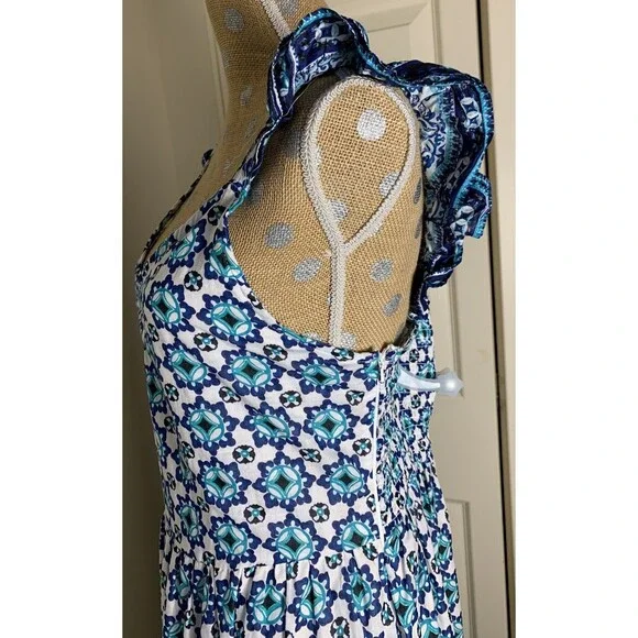 Lucky Brand Maxi Dress XL Cotton Ruffle Resort Summer 100% Cotton Boho Beach - Picture 8 of 16